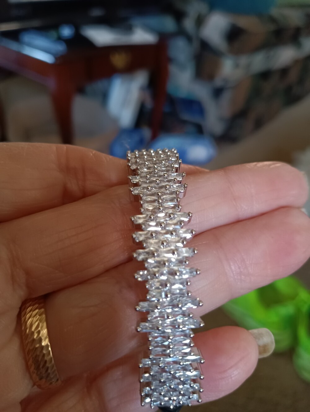 Staggered Baguette Bracelet Prong Set CZs Stunning Glittery Blinding Brilliance